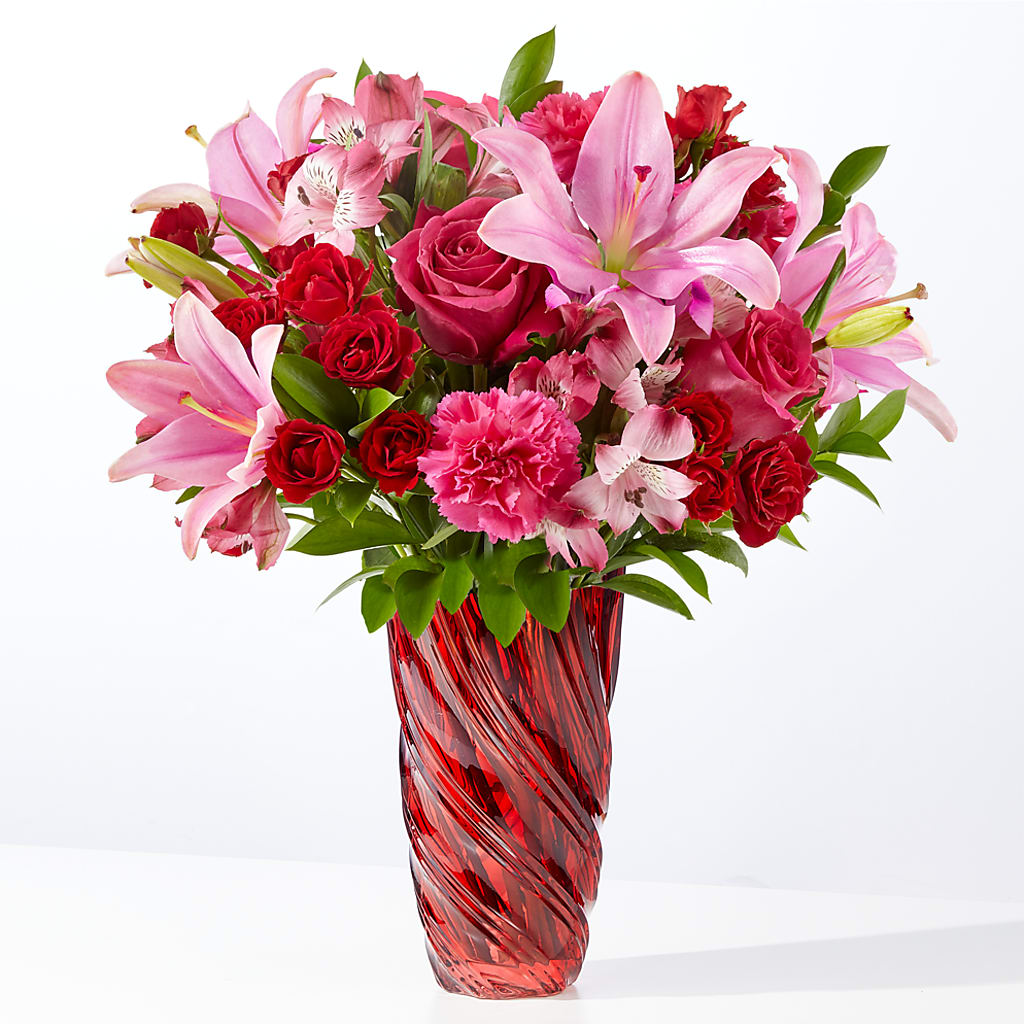 In Love Bouquet with Luxe Swirl Vase – Kiss Floral Llc, Claymont DE
