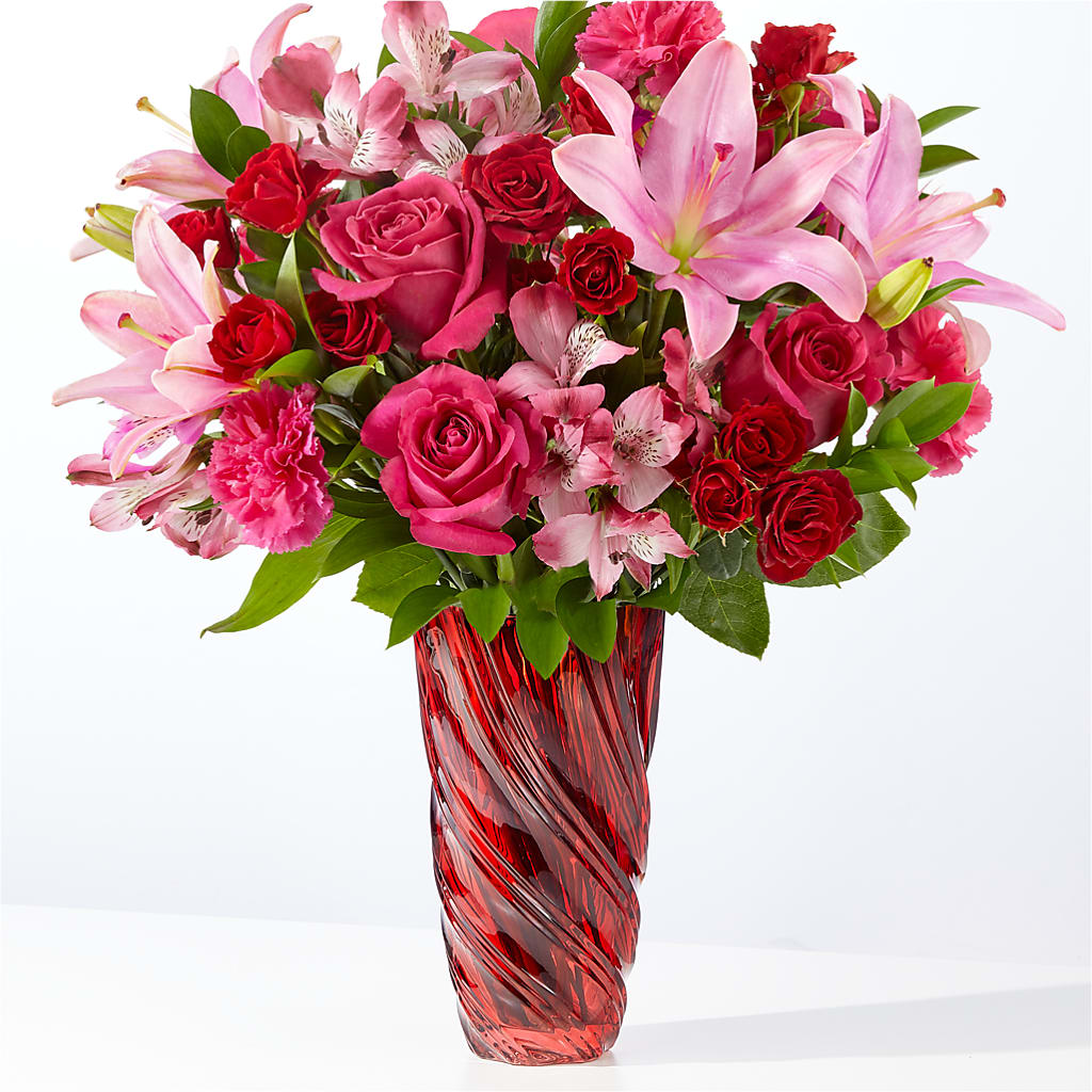 In Love Bouquet with Luxe Swirl Vase – Kiss Floral Llc, Claymont DE