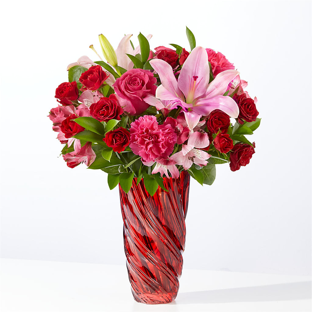 In Love Bouquet with Luxe Swirl Vase – Kiss Floral Llc, Claymont DE
