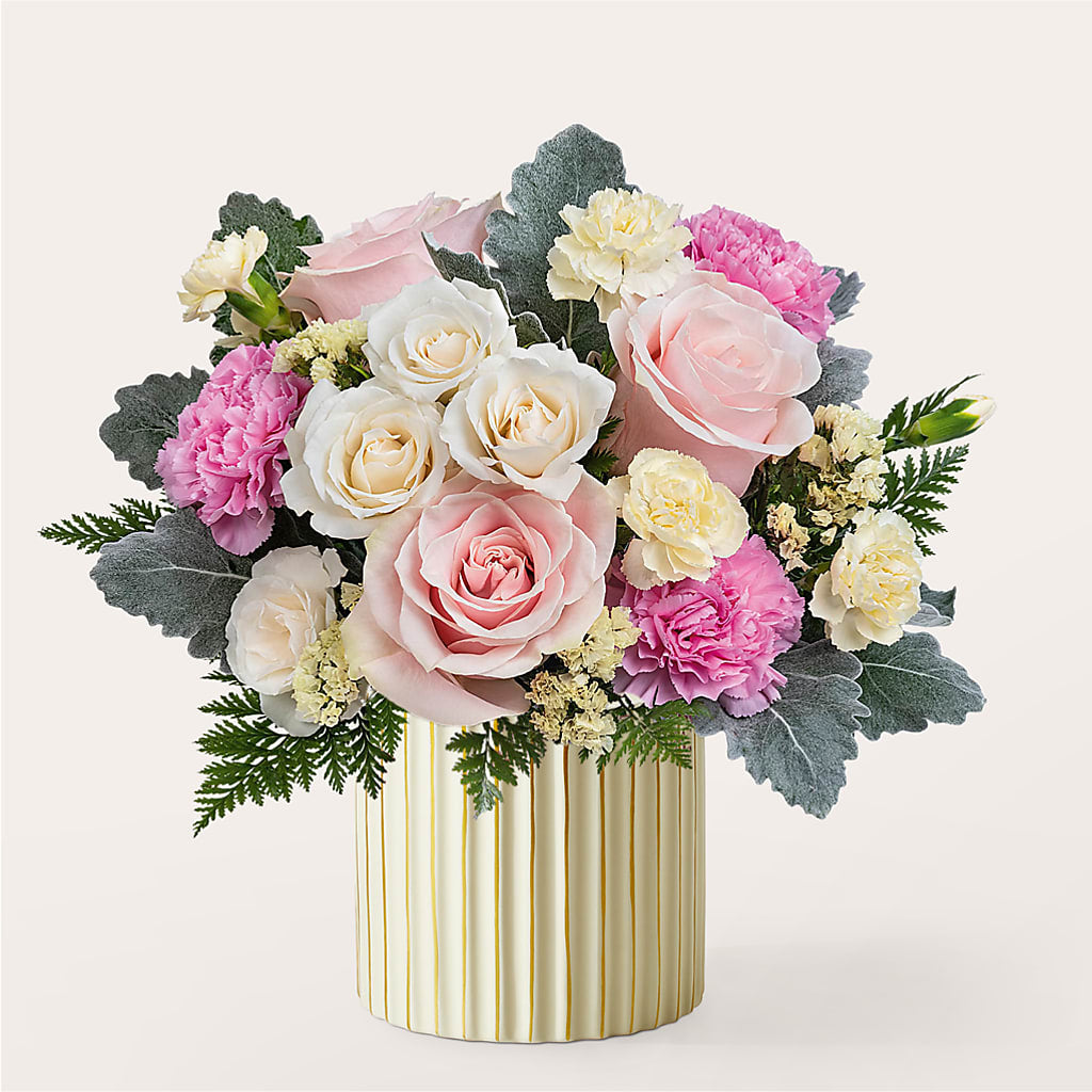 Blissful Moments Bouquet with Ivory Vase – Kiss Floral Llc, Claymont DE
