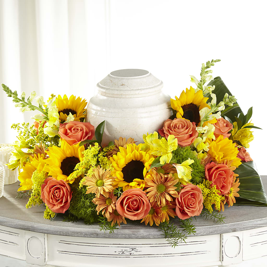Faithful Sunflower Cremation Adornment – Kiss Floral Llc, Claymont DE
