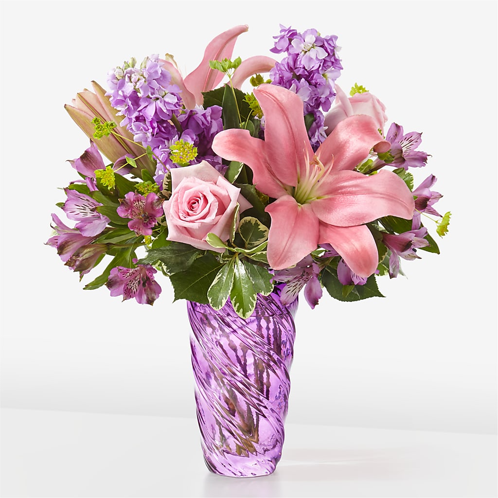 Precious Petals Bouquet with Luxe Swirl Vase – Kiss Floral Llc, Claymont DE