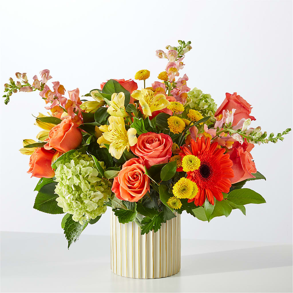 Autumn Sunshine Bouquet with Ivory Vase – Kiss Floral Llc, Claymont DE