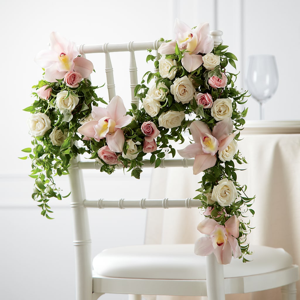 Orchid Rose Chair Décor – Kiss Floral Llc, Claymont DE