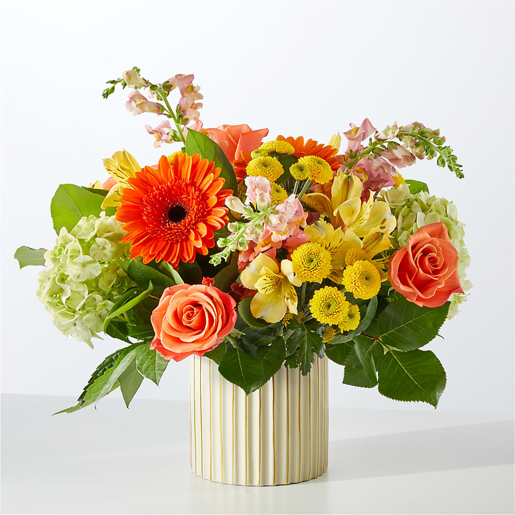 Autumn Sunshine Bouquet with Ivory Vase –  Kiss Floral Llc, Claymont DE